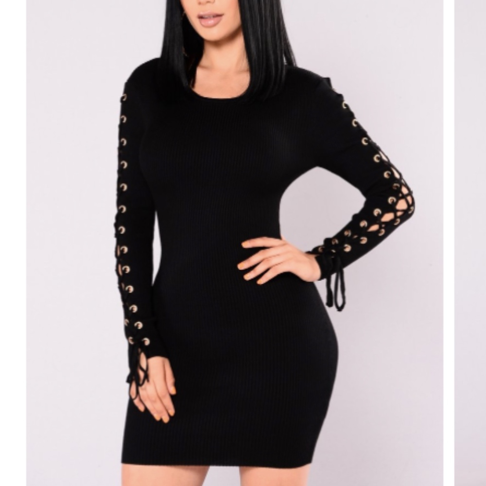 Fashion Nova Black Lace Up Dress - NEW WITH TAG!!!
